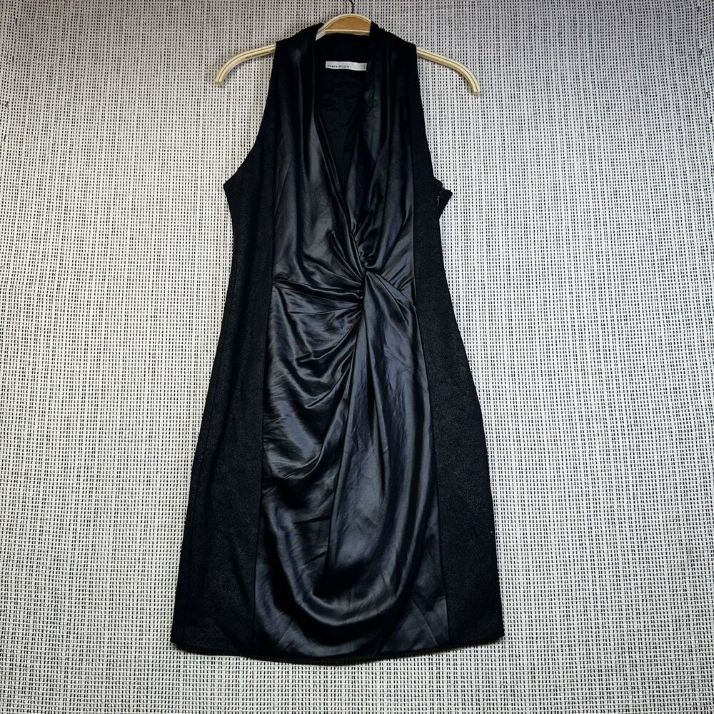 Karen Millen Black Draped Midi Dress US 8 UK 12 Twist Knot Avant Garde Goth